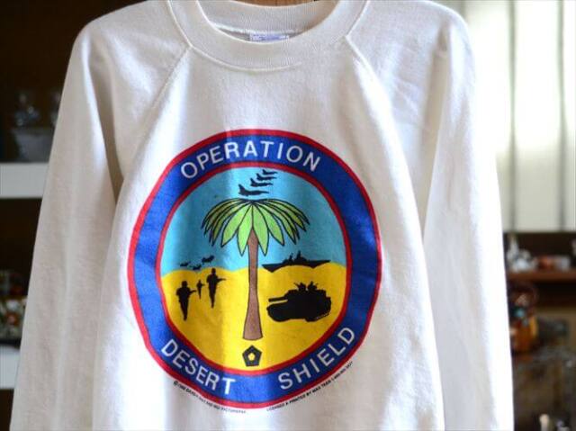 USA製 90年代 かわいい砂漠と国旗の両面プリント スウェット XL HANESボディ ミリタリー 古着 ヴィンテージ