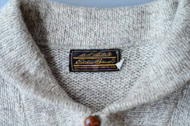 USA製 80年代 ヴィンテージ Eddie Bauer ショールカラーセーター M ウールニット アメリカ古着 メンズ ヴィンテージ