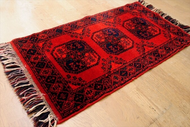 アフガニスタン トルクメン 手織りラグ 90x50cm 絨毯