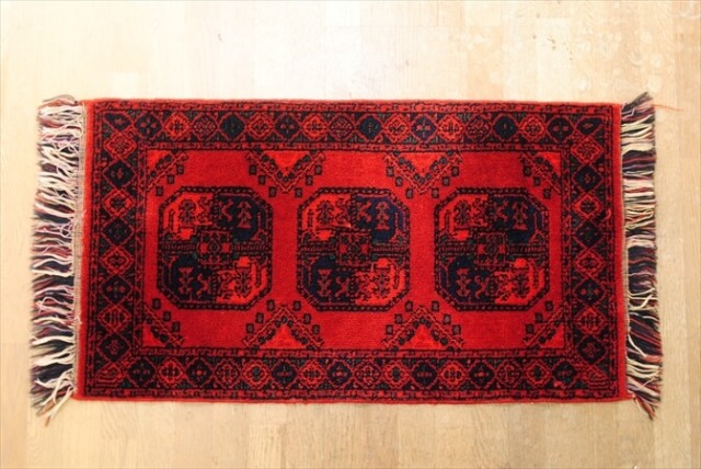 アフガニスタン トルクメン 手織りラグ 90x50cm 絨毯