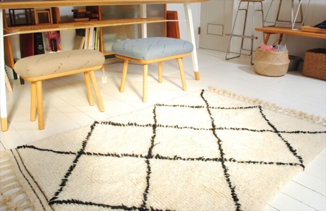 未使用品 モロッコ産 ベニワレン 165 x 105cm Beniouarain ウール シャギーラッグ エリアラグ 絨毯 カーペット