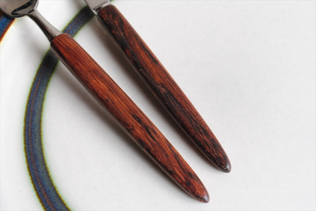 ノルウェー製 Martha チークハンドル フォークとナイフセット 18cm 北欧 カトラリーチーク材 アンティーク