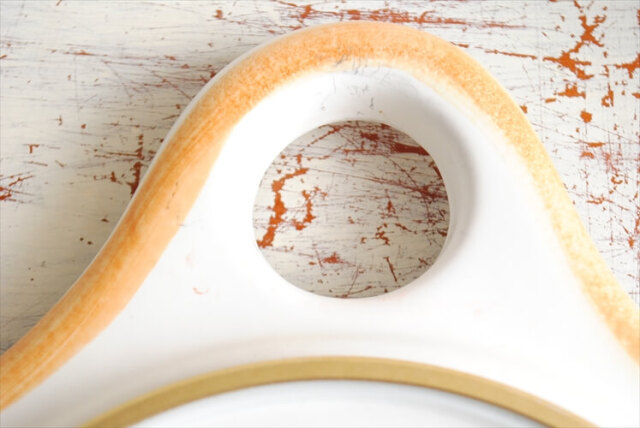 ドイツ製 バスケット型 陶器の壁時計 新品クウォーツ交換済 電池式 壁掛け時計 セラミック キッチンクロック アンティーク