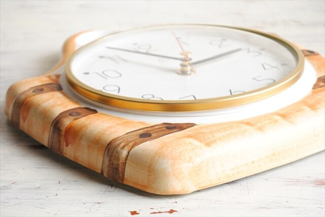 ドイツ製 バスケット型 陶器の壁時計 新品クウォーツ交換済 電池式 壁掛け時計 セラミック キッチンクロック アンティーク