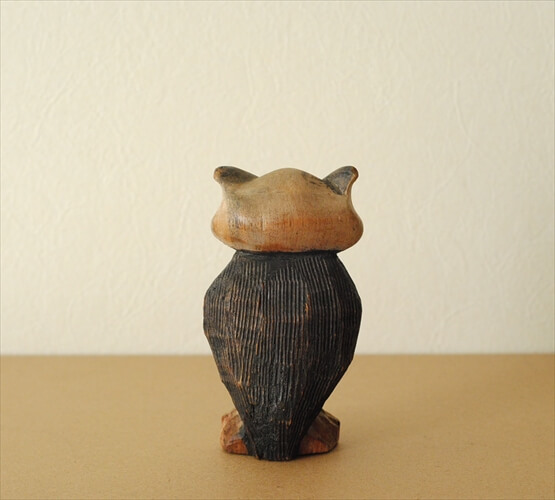 イングランドから 古い木製のフクロウ アフリカオオコノハズク オブジェ ウッド フィギュア ミッドセンチュリー 木工 民藝 _240118