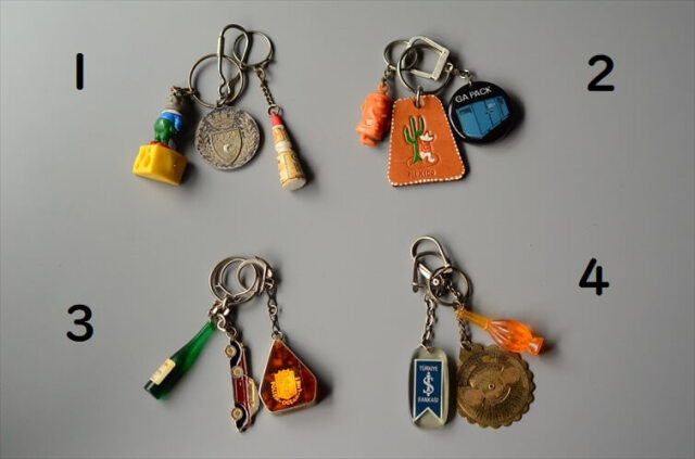 ヨーロッパから ヴィンテージキーホルダー 3個セット Vintage keychain アンティーク_240313