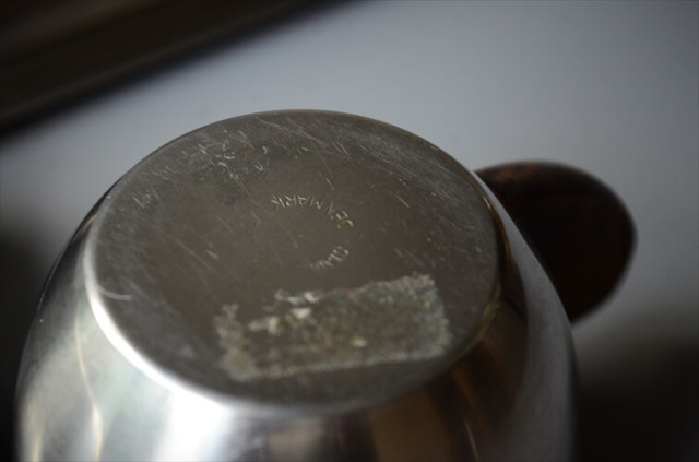 デンマーク製 クリーマー シュガーボウル トレイの3点セット チークハンドルｘステンレス 北欧食器 北欧雑貨 ヴィンテージ_240508