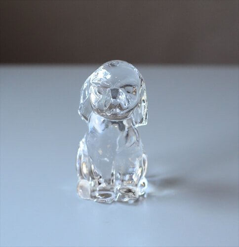 ドイツから ガラスのイヌ オブジェ フィギュア 置物 犬 インテリア