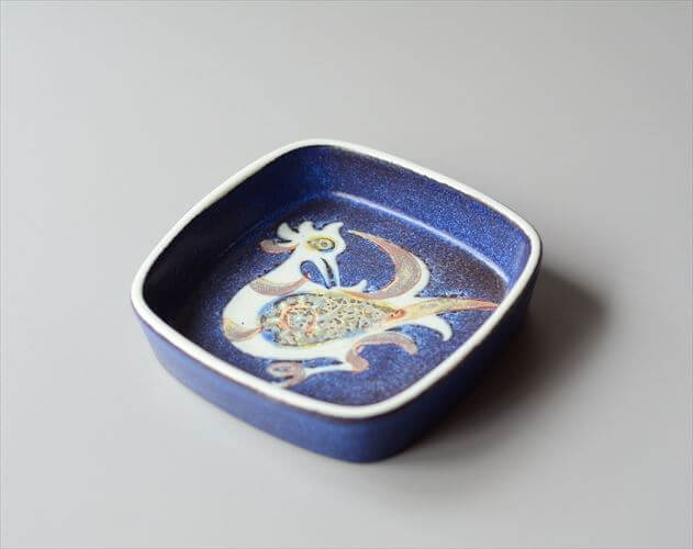 Royal Copenhagen Fajance Baca スクエアトレー 11cm プレート 鳥柄 Nils Thorsson ロイコペ ロイヤルコペンハーゲン 北欧_241025