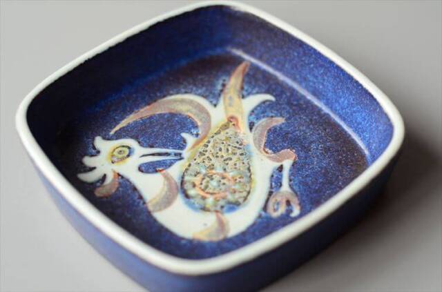 Royal Copenhagen Fajance Baca スクエアトレー 11cm プレート 鳥柄 Nils Thorsson ロイコペ ロイヤルコペンハーゲン 北欧_241025