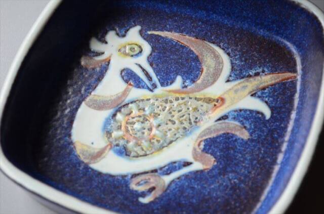 Royal Copenhagen Fajance Baca スクエアトレー 11cm プレート 鳥柄 Nils Thorsson ロイコペ ロイヤルコペンハーゲン 北欧_241025