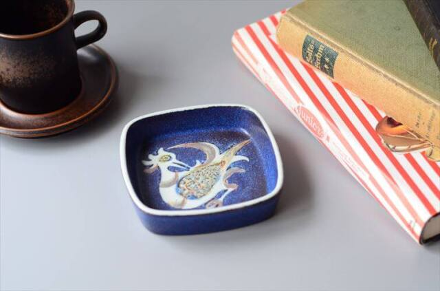 Royal Copenhagen Fajance Baca スクエアトレー 11cm プレート 鳥柄 Nils Thorsson ロイコペ ロイヤルコペンハーゲン 北欧_241025