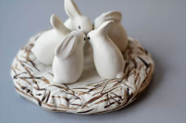 Arabia Helja Liukko-Sundstrom Bunny Nest フィギュア アラビア ヘルヤ リウッコ ウサギの巣 フィンランド 北欧