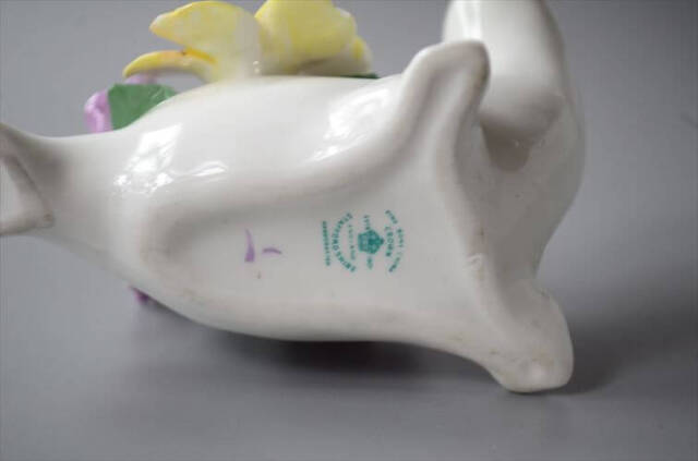 イギリス製 CROWN STAFFORDSHIRE アシカ フィギュア オブジェ オットセイ 置物 陶器 ヴィンテージ アンティーク_250219