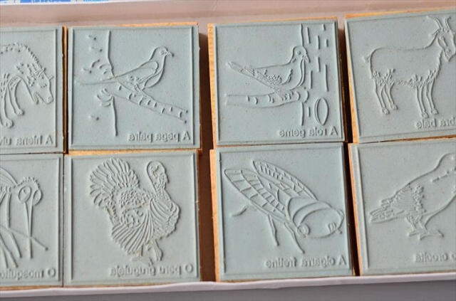 デッドストック ポルトガル AGATHA社製 かわいい動物や虫の教材スタンプ 10個セット ハンコ ヴィンテージ アンティーク