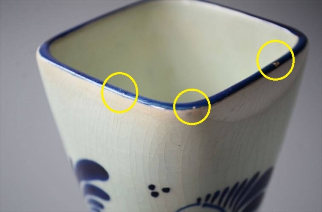 オランダ製 デルフト焼き ヴィンテージ 陶器の花瓶 Delfts blauw