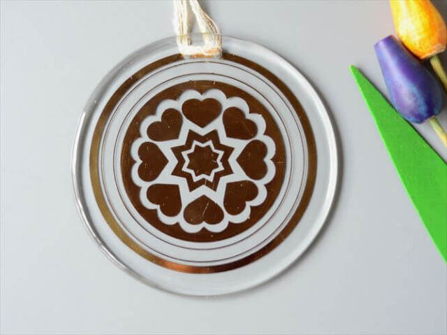 デンマーク製 Holmegaard ハートモチーフのガラスオーナメント サン