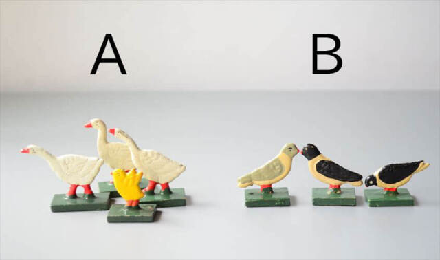 ドイツ エルツ山地製 かわいい木製の動物オブジェ あひる 鳩 置物 アートピース フィギュア ヴィンテージ_250523