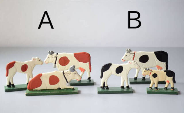 ドイツ エルツ山地製 かわいい木製の動物オブジェ ウシ 牛 置物 アートピース フィギュア ヴィンテージ_250523