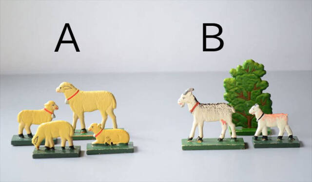 ドイツ エルツ山地製 かわいい木製の動物オブジェ 羊 ヤギ 置物 アート