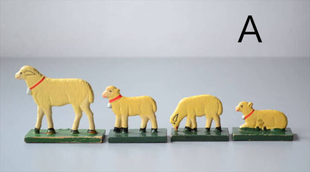 ドイツ エルツ山地製 かわいい木製の動物オブジェ 羊 ヤギ 置物 アートピース フィギュア ヴィンテージ_250523
