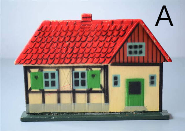 ドイツ エルツ山地製 かわいい木製の家オブジェ HOUSE 牧場 置物