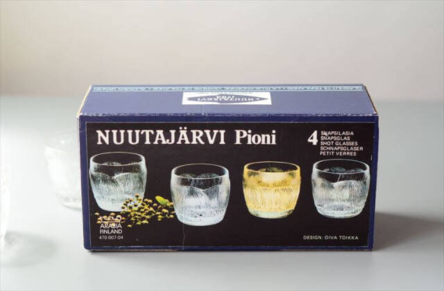 フィンランド製 ARABIA Pioni ショットグラス 30ml NUUTAJARVI アラビア ヌータヤルヴィ ピオニ ガラス 北欧 アンティーク