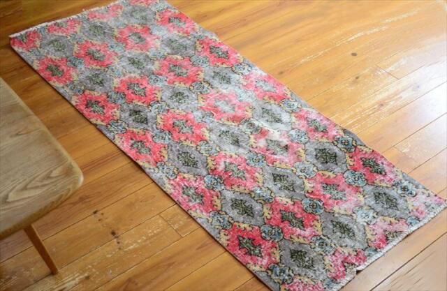 トルコ Isparta産 オールドキリム ラグ 200x88cm リビング アウトドア