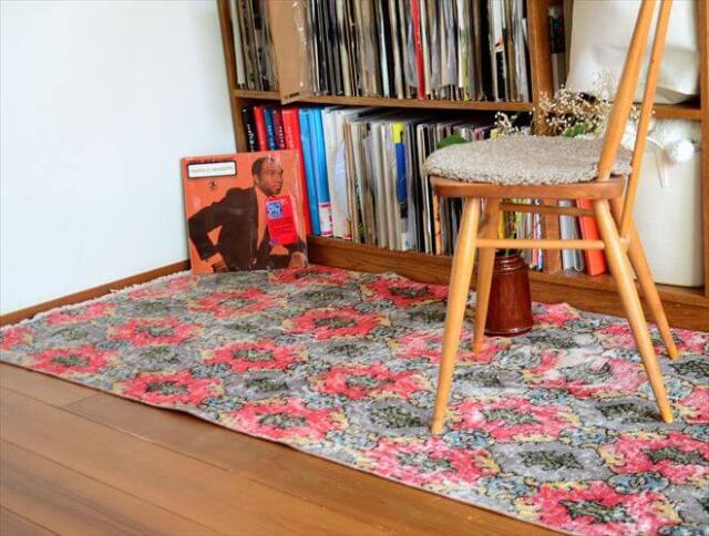 トルコ Isparta産 オールドキリム ラグ 200x88cm リビング アウトドア キャンプラグとしても 絨毯 カーペット ウール