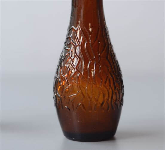 ドイツから アンバーガラスとホルダーの花瓶 花器 グラス フラワーベース アンティーク　ヴィンテージ