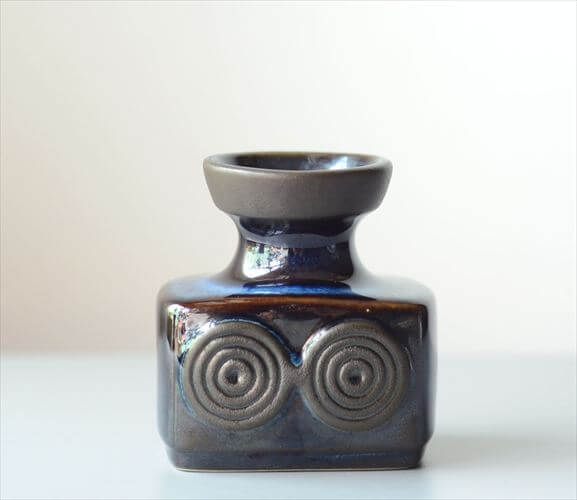 デンマーク製 SOHOLM 花瓶 Einar Johansen ネイビー 北欧 花器 スーホルム 一輪挿し キャンドルスタンド ヴィンテージ