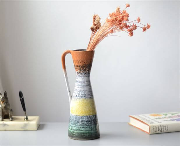 東ドイツ製 ヴィンテージ VEB Haldensleben 陶器の花瓶 Fat Lava