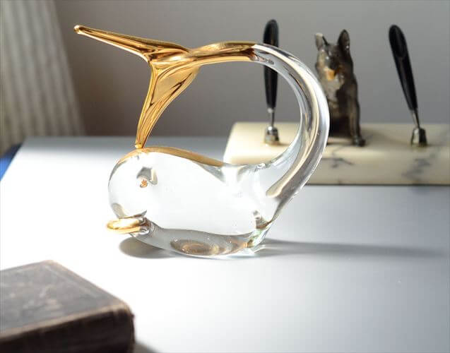イタリア製 ムラーノガラス かわいいクジラ Italy Murano glass