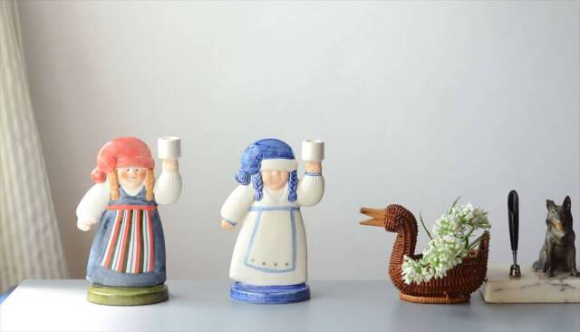 ヴィンテージ Lisa Larson x Goebel Tomtemor サンタの奥さん キャンドルスタンド リサ・ラーソン ドイツゲーベル 北欧 オブジェ