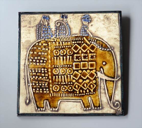リサラーソン UNIK ELEFANT 陶板 Lisa Larson ユニック 象 ゾウ Gustavsverg スウェーデン 北欧アンティーク