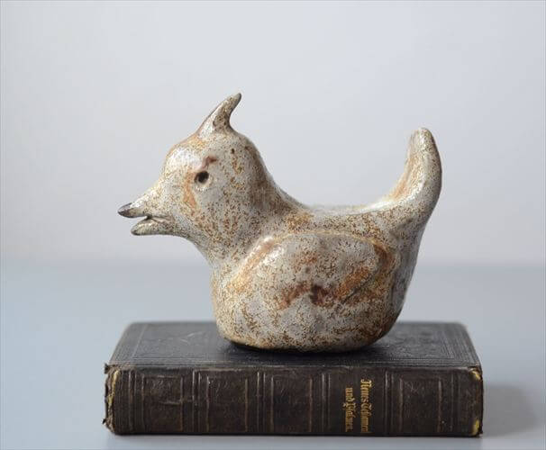 デンマークから アオカケスのようなかわいい陶器の鳥 北欧 オブジェ