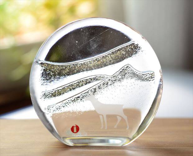 フィンランド製 iittala 雪山とトナカイ ガラス オブジェ イッタラ Valto Kokko ペーパーウェイト 北欧 アンティーク ヴィンテージ