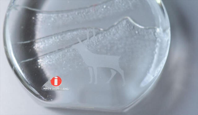 フィンランド製 iittala 雪山とトナカイ ガラス オブジェ イッタラ Valto Kokko ペーパーウェイト 北欧 アンティーク ヴィンテージ