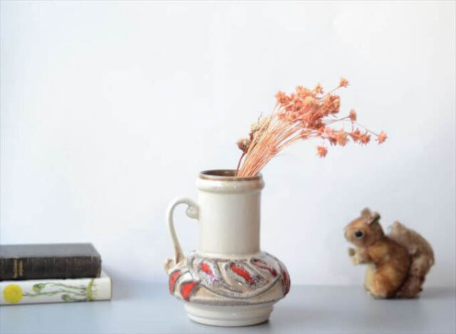 東ドイツ製 ヴィンテージ Strehla Fat Lava Vase 陶器の花瓶 花器