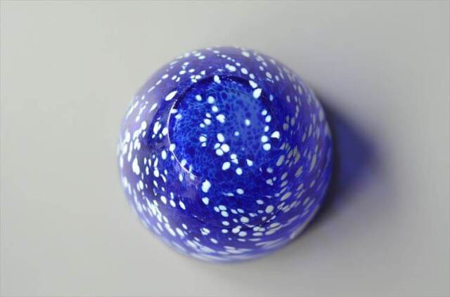 スウェーデン STENINGE SLOTT きれいなブルーのガラスボウル 9.7cm 北欧 グラス ポット ヴィンテージ