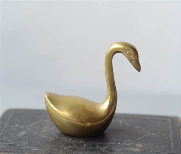 フランスのブロカントから 真鍮の白鳥 オブジェ ブラス フィギュア