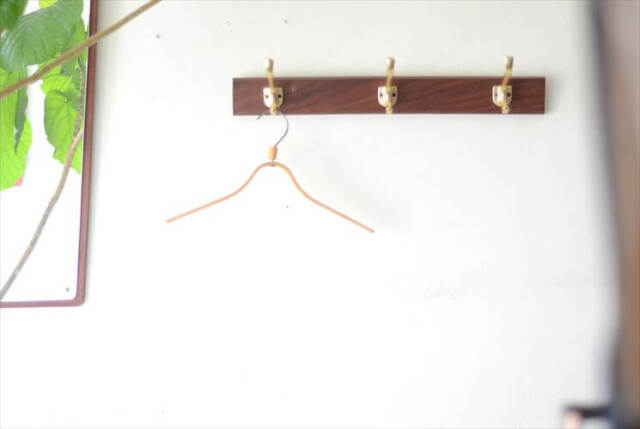 デンマークから チークxブラス3連コートフック 壁掛け ウォールフック