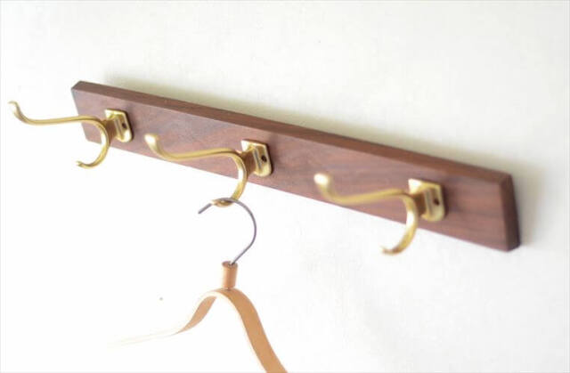 デンマークから チークxブラス3連コートフック 壁掛け ウォールフック