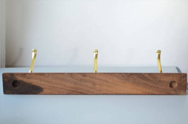 デンマークから チークxブラス3連コートフック 壁掛け ウォールフック