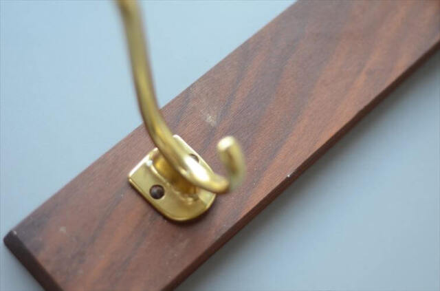 デンマークから チークxブラス3連コートフック 壁掛け ウォールフック