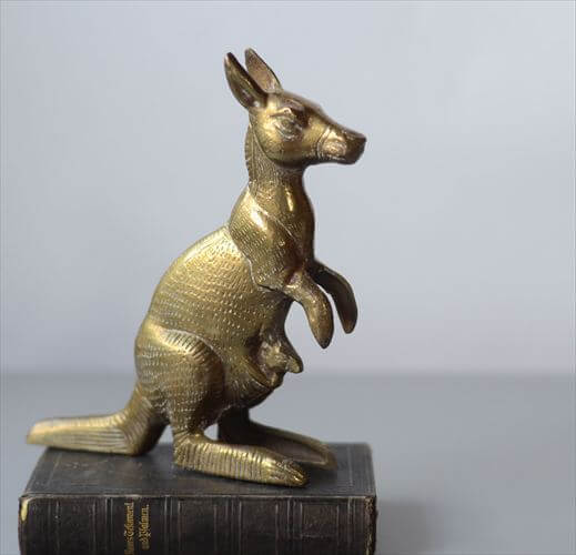 イングランドから かわいい真鍮のカンガルー親子 オブジェ ブラス