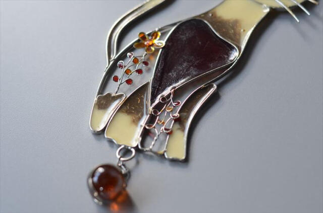 ドイツから かわいいステンドグラス風の猫 サンキャッチャー 吊り下げ