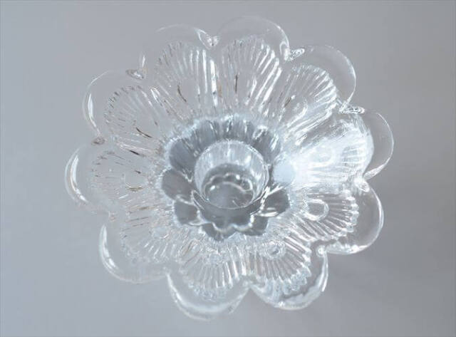 スウェーデン製 Nybro Flower ガラスキャンドルホルダー Paul Isling ヴィンテージ アンティーク_251027