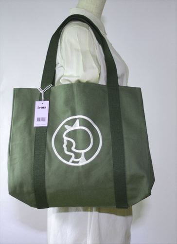 デッドストック 未使用品 デンマーク Irma キャンバス トートバッグ カーキグリーン ミリタリー エコバッグ イヤマちゃん 北欧