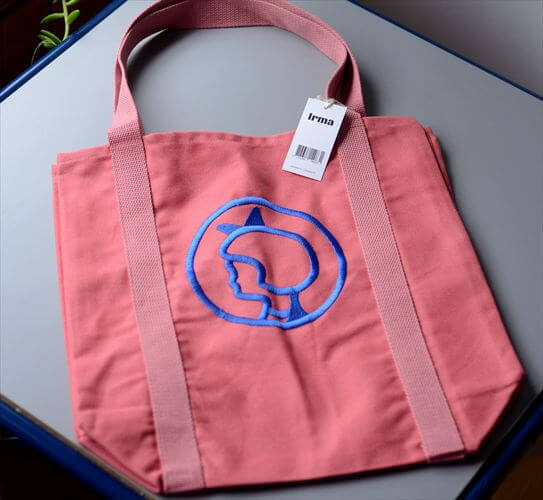 デッドストック 未使用品 デンマーク Irma キャンバス トートバッグ ピンクｘブルー エコバッグ イヤマちゃん 北欧